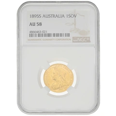 1895 Gold Sovereign Coin Queen Victoria Old Head Sydney NGC AU58