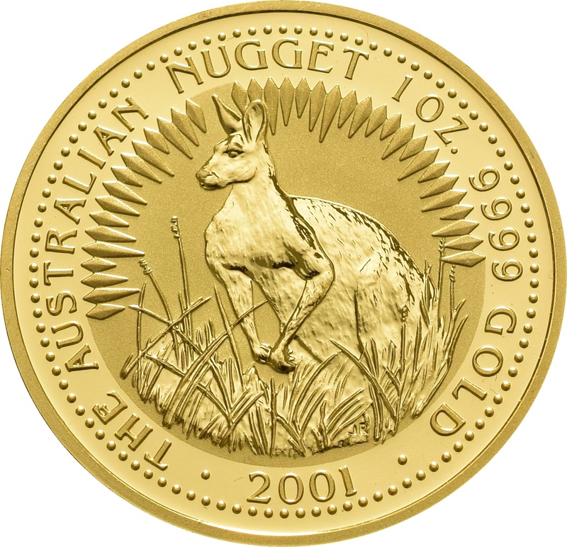 2001 Australian Kangaroo Gold Nugget Coin 1oz