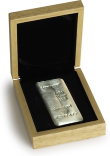 Medium Oak Gold or Silver Bar Gift Box Metalor 1kg