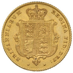 1851 Gold Half Sovereign Queen Victoria Young Head Shield Back