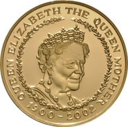 2002 Proof Gold £5 Coin Quintuple Sovereign Queen Mother Memorial