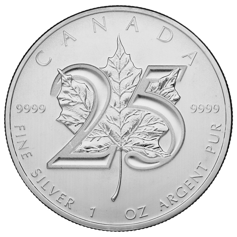 2013 1oz Canadian Maple 25th Anniversary Silver Coin