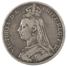 1890 Silver Crown Coin Queen Victoria Jubilee Head Fine