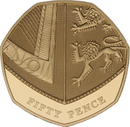 2015 Gold Proof Fifty Pence 50p Royal Shield Fourth Portrait