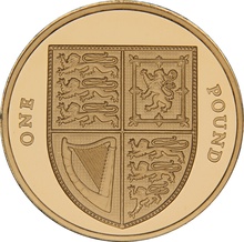 2015 Proof Gold £1 Pound Coin Royal Shield of Arms Fifth Portrait