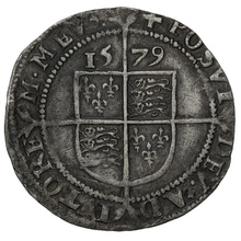1579 Silver Sixpence Coin Elizabeth I Greek Cross