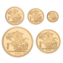 2020 Proof Gold Sovereign 5 Coin Set Fifth Head Boxed
