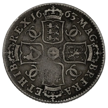 1663 Silver Shilling Coin Charles II