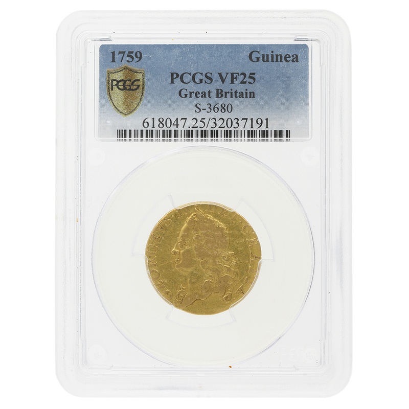 1759 George II Gold Guinea - PCGS VF25