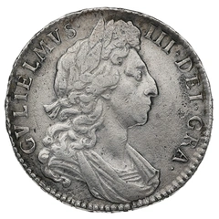 1697/8 7 Silver Half Crown Coin William III Milled RARE