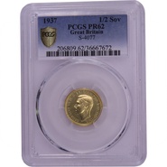 1937 George Vi Half Sovereign Proof Gold Coin PCGS PR62