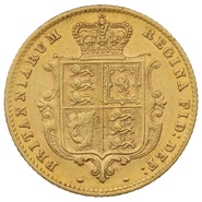 1860 Half Sovereign Victoria Young Head Shield Back - London