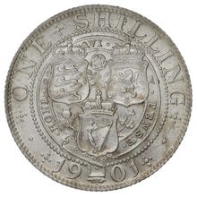 1901 Silver Shilling Coin Queen Victoria