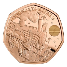 2022 Proof 50p 25th Anniversary of Harry Potter Gold Coin The Hogwarts Express Boxed