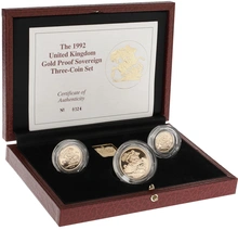 1992 Proof Gold Sovereign 3 Coin Set Boxed