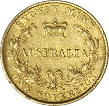 Gold Sovereign Victoria Sydney Mint Design Type 2 1857-1870