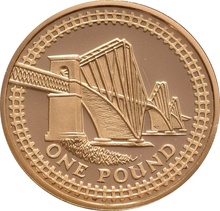 2004 Proof Gold £1 Pound Coin Forth Bridge Boxed