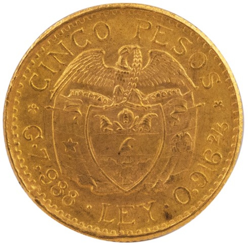 Colombian 5 Pesos Gold Coin