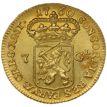 1760 Dutch 7 Guilders Gold Coin Half Golden Rider