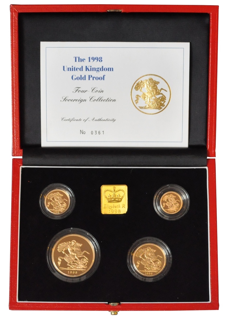 1998 Gold Proof Sovereign Four Coin Set Boxed