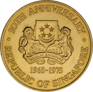 1975 Singapore 10th Anniversary Independence $500 Gold coin