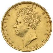1826 Gold Sovereign Coin George IV Bare Head