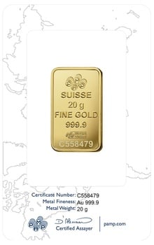 20g Gold Bar PAMP Rosa Minted
