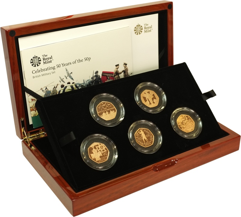 2019 UK Fifty Pence 50p Gold Proof Piedfort Coin Set - British Military - Boxed