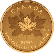 2018 $10 Pure Gold Coin Maple Leaves 1/4oz
