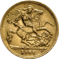 1911 Gold Half Sovereign George V Sydney