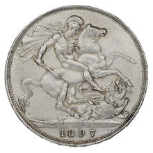 1897 Silver Crown Coin Queen Victoria Milled LXI