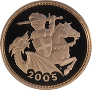 2005 Proof Gold Sovereign Coin Elizabeth II Fourth Head