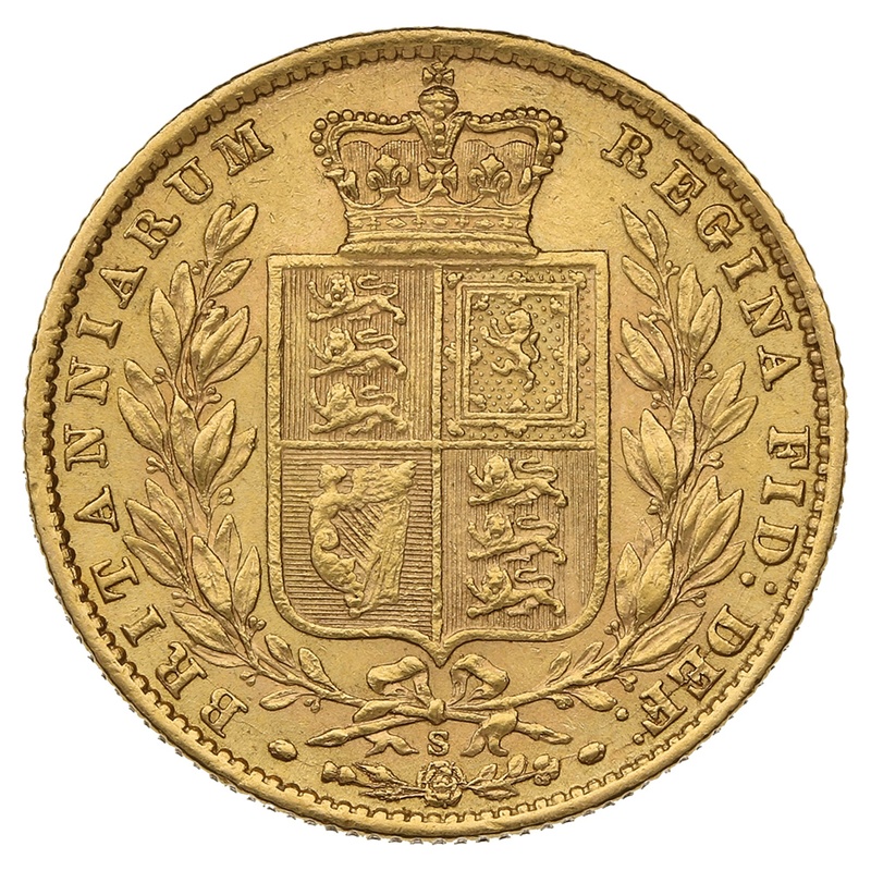 1871 Gold Sovereign Coin Queen Victoria Young Head Shield Back Sydney