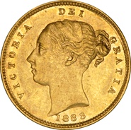 1883 Gold Half Sovereign Queen Victoria Young Head Shield Back NGC AU58