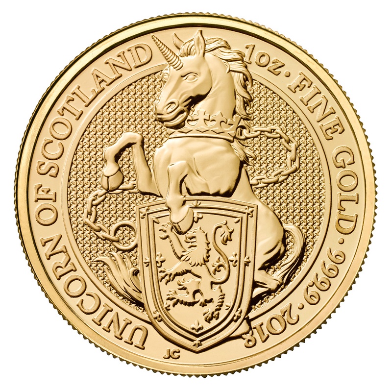 1oz Gold Coin, Unicorn of Scotland - Queen's Beast 2018