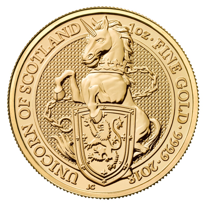 2018 1oz Unicorn of Scotland Gold Coin Queen's Beasts