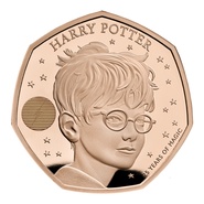 2022 25th Anniversary of Harry Potter Fifty Pence 50p Proof Gold Coin Boxed