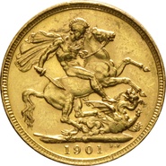 1901 Gold Sovereign Coin Queen Victoria Old Head Melbourne