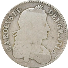 1664 Silver Half Crown Coin Charles II Good Fine