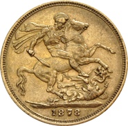 1878 Gold Sovereign Coin Queen Victoria Young Head
