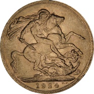 1924 Gold Sovereign Coin George V Melbourne NGC MS62