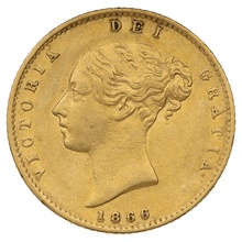 1866 Gold Half Sovereign Queen Victoria Young Head Shield Back
