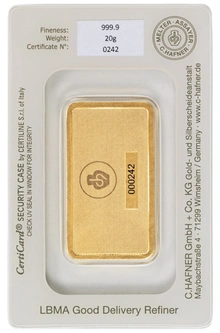 20g Gold Bar C. Hafner Minted