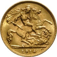 1914 Gold Half Sovereign George V