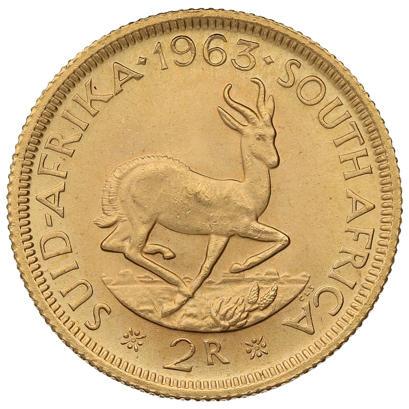 1963 R2 Gold Coin 2 Rand South Africa