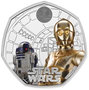 2023 Star Wars - R2-D2 and C-3PO Fifty Pence Proof Silver Coin Boxed