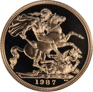 1987 Proof Gold Sovereign Coin Elizabeth II Third Head