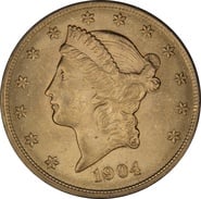 1904 $20 Gold Coin Double Eagle Liberty Head Philadelphia NGC MS64
