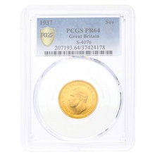 1937 Proof Gold Sovereign Coin George VI PCGS PR64