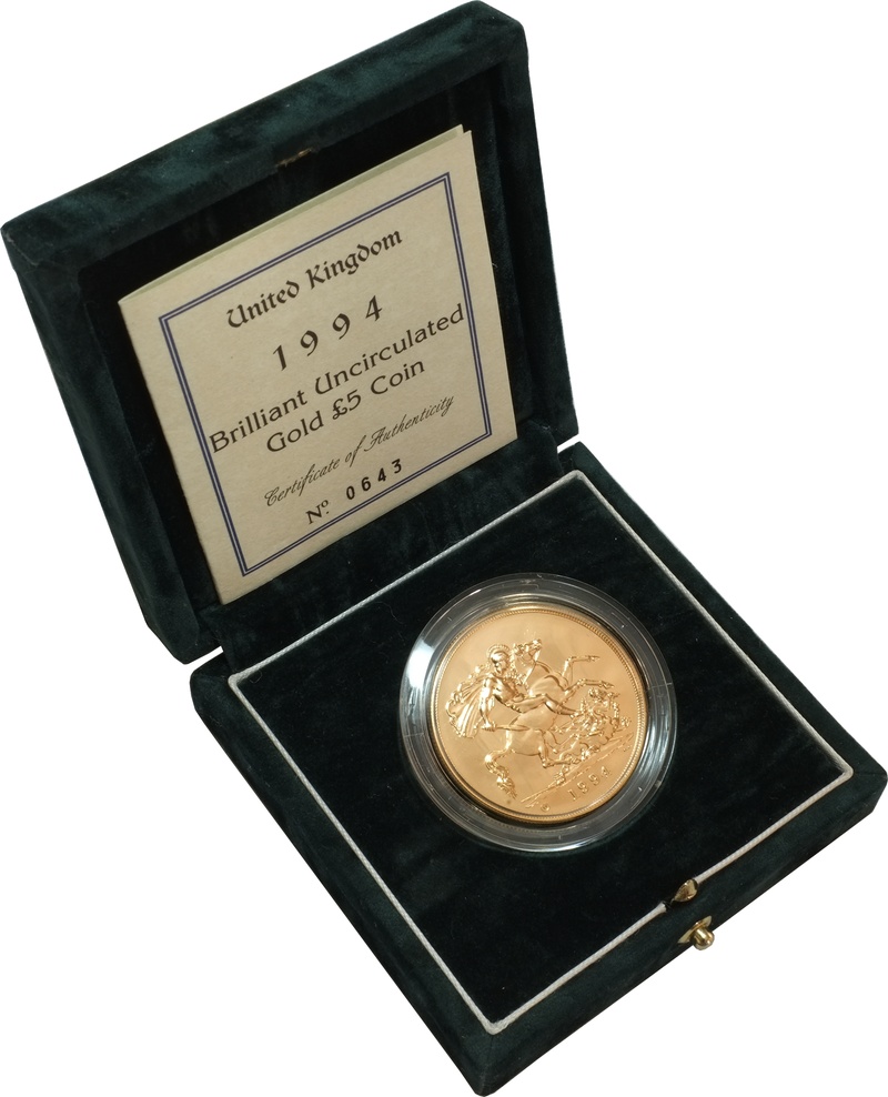 1994 Gold £5 Coin Brilliant Uncirculated Boxed